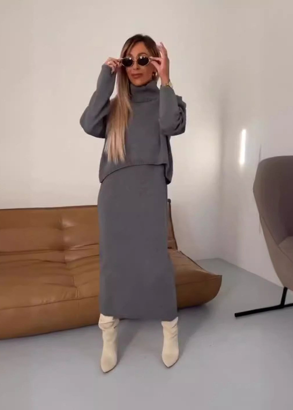Long Ribbed Knit Dress