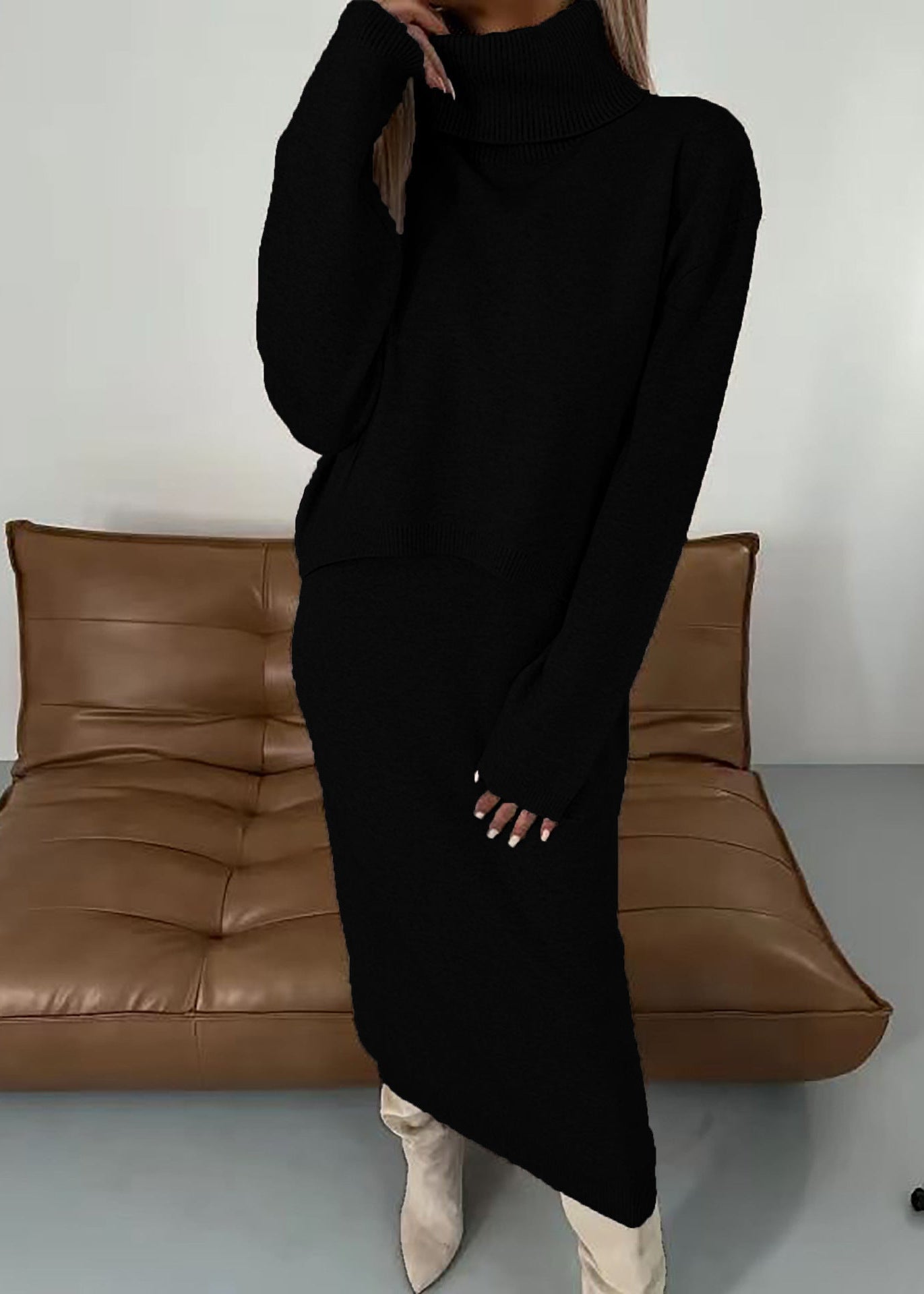 Long Ribbed Knit Dress