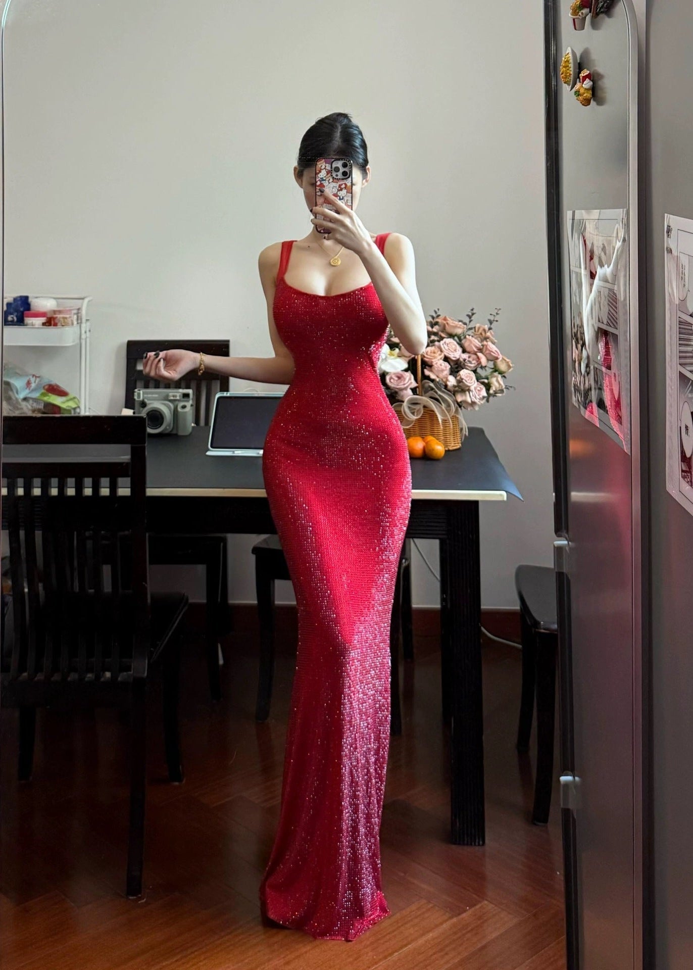 Ruby Sparkle Sequin Long Dress