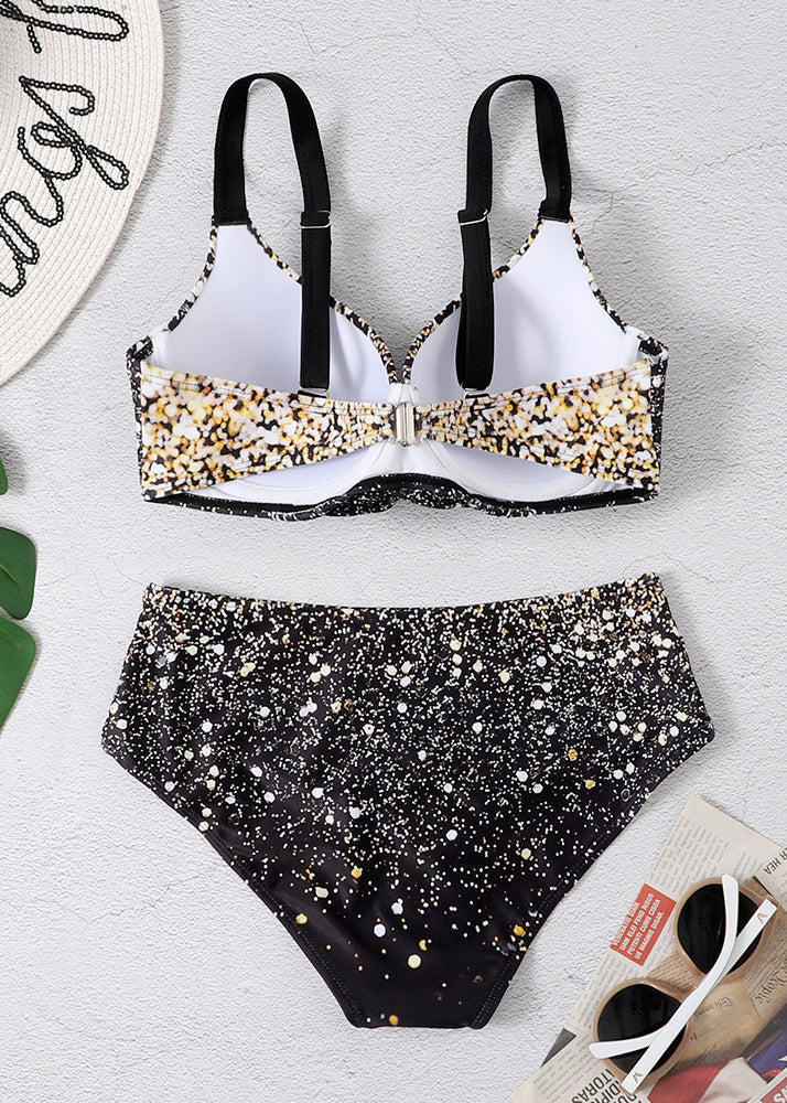2025 New Black Spotted Bikini Swimwear Set