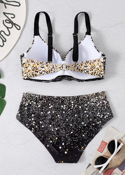 2025 New Black Spotted Bikini Swimwear Set