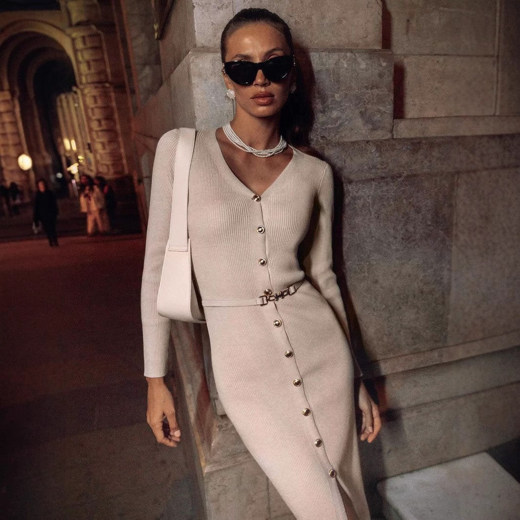 Elegant Button-Detail Dress