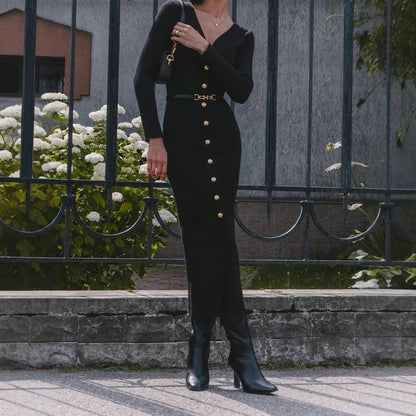 Elegant Button-Detail Dress