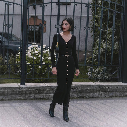 Elegant Button-Detail Dress