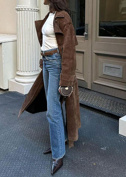 Hazel Suede Straight Trench Coat