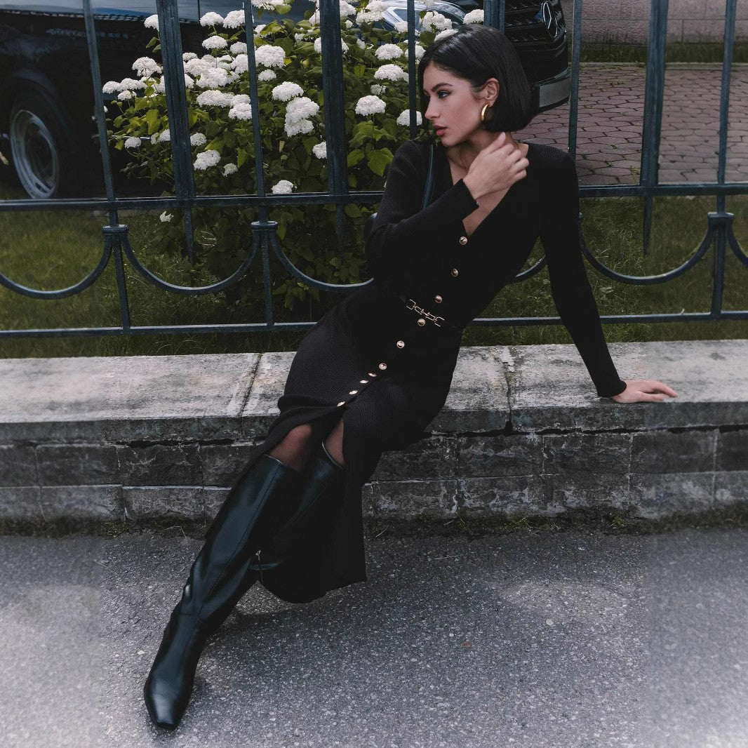 Elegant Button-Detail Dress