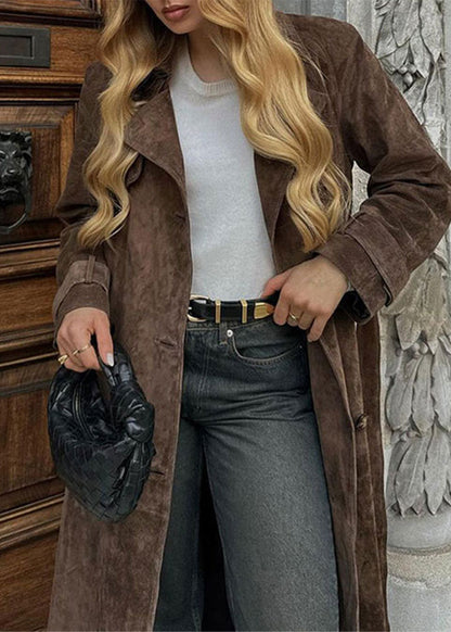 Hazel Suede Straight Trench Coat