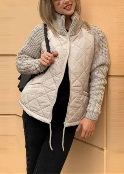 Harper Knitted Sleeve Quilted Coat