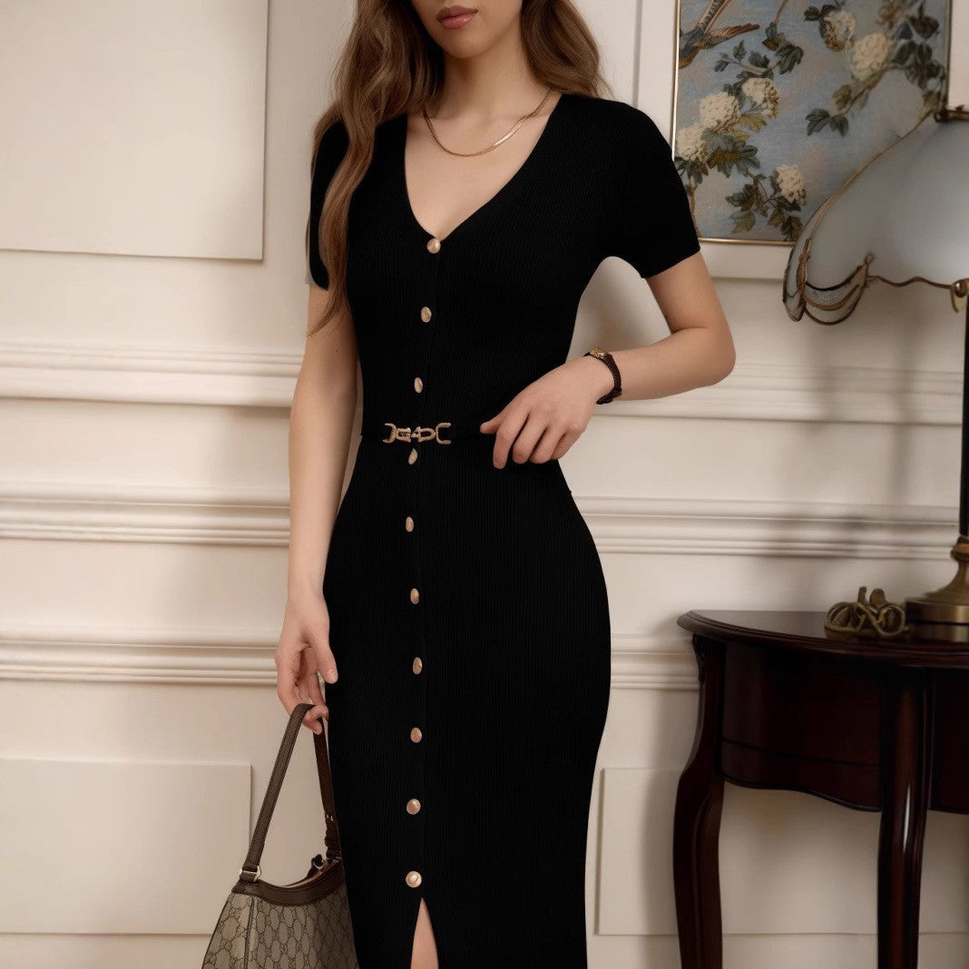Elegant Button-Detail Dress