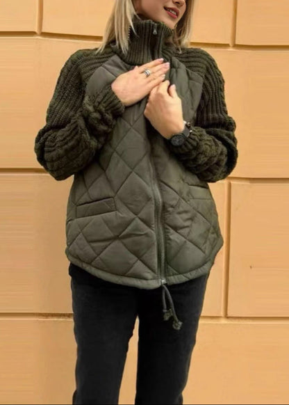 Harper Knitted Sleeve Quilted Coat