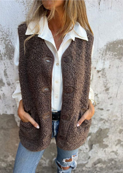 Buttoned Faux Fur Vest
