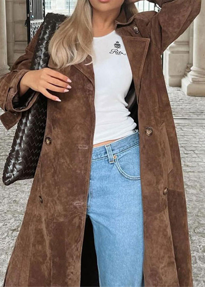 Hazel Suede Straight Trench Coat