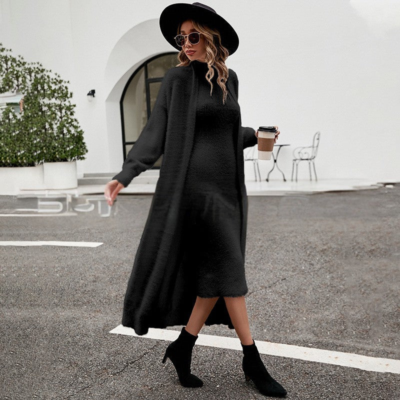 Harper Knit Set — Long Cardigan + Knit Dress Set