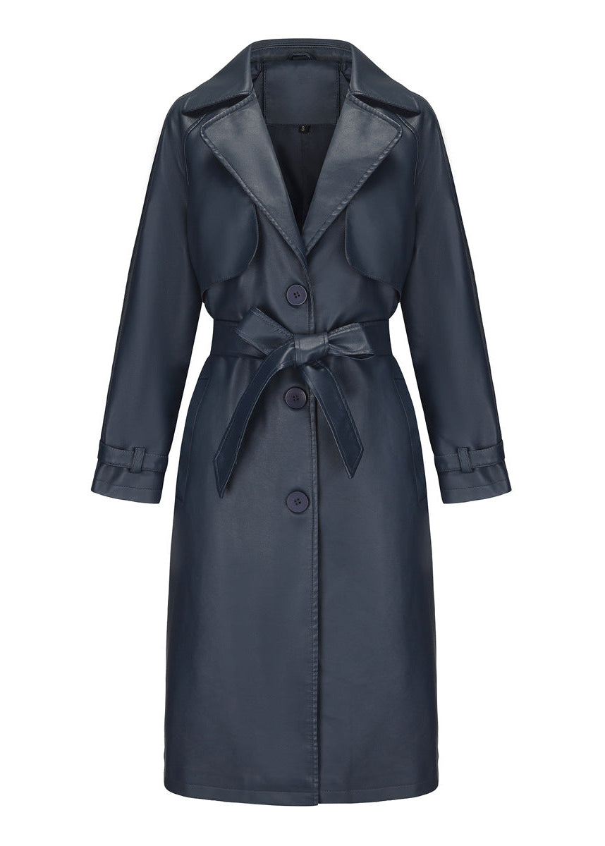 Raven Faux Leather Trench Coat