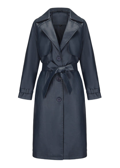 Raven Faux Leather Trench Coat