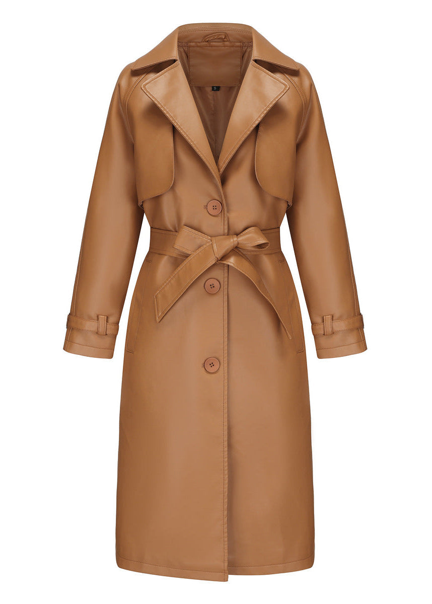 Raven Faux Leather Trench Coat