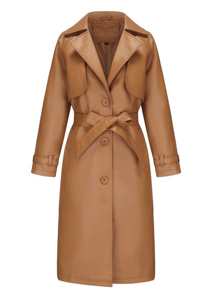 Raven Faux Leather Trench Coat