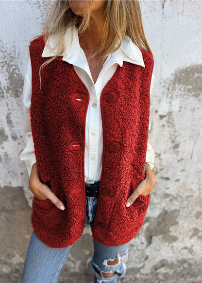 Buttoned Faux Fur Vest