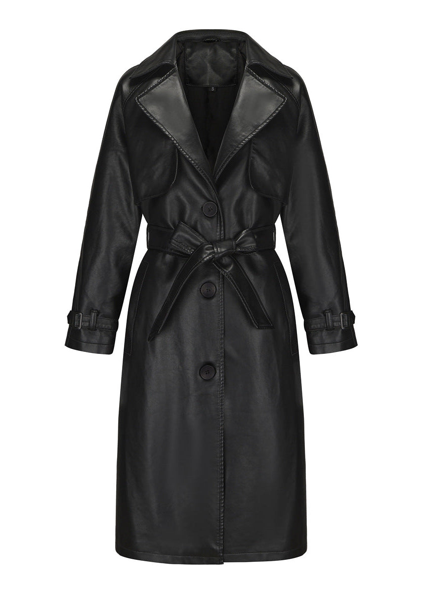 Raven Faux Leather Trench Coat