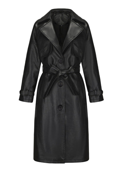 Raven Faux Leather Trench Coat