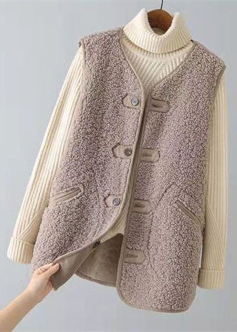 Buttoned Faux Fur Vest