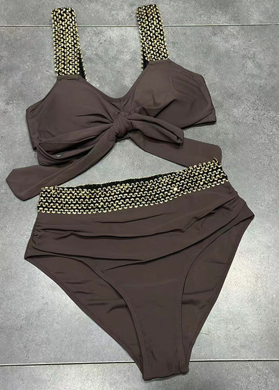 Chic Black Bow Sequins Chain Linked Patchwork Lingerie Set