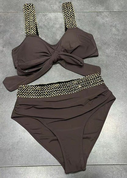 Chic Black Bow Sequins Chain Linked Patchwork Lingerie Set