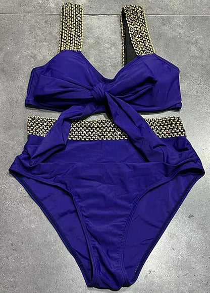 Chic Black Bow Sequins Chain Linked Patchwork Lingerie Set