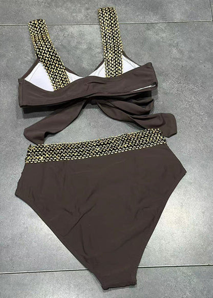 Chic Black Bow Sequins Chain Linked Patchwork Lingerie Set
