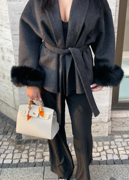 Faux Fur Belted Jacket