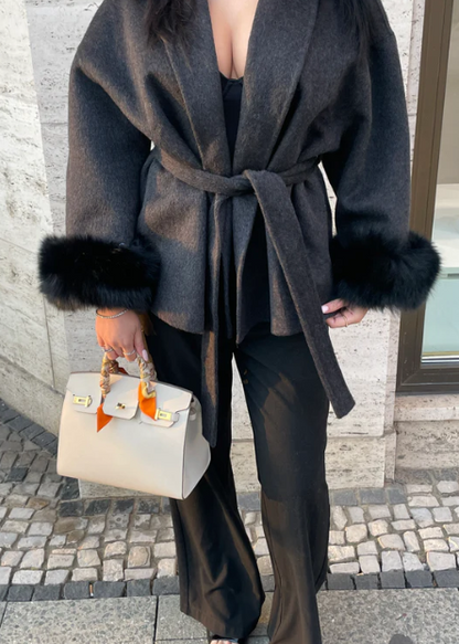 Faux Fur Belted Jacket