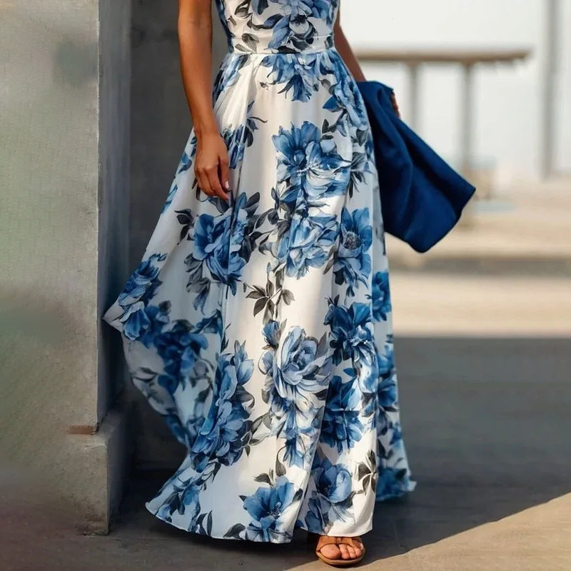 Aurora Blue Floral Maxi Dress