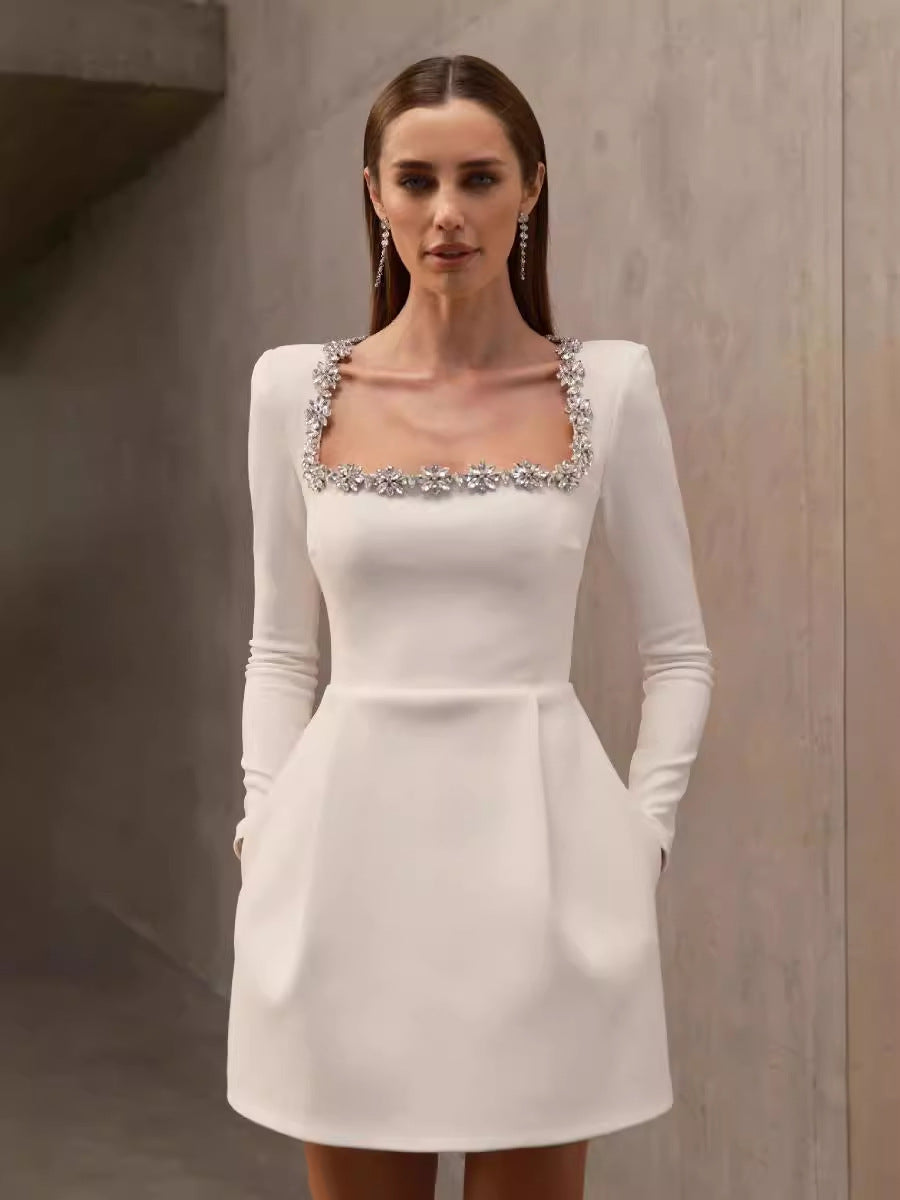 Isabella Crystal Detailed Mini Dress