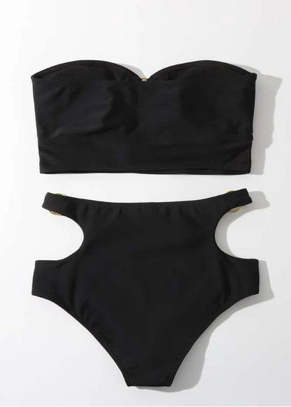 Slim Fit Black Hollow Out Lingerie Set