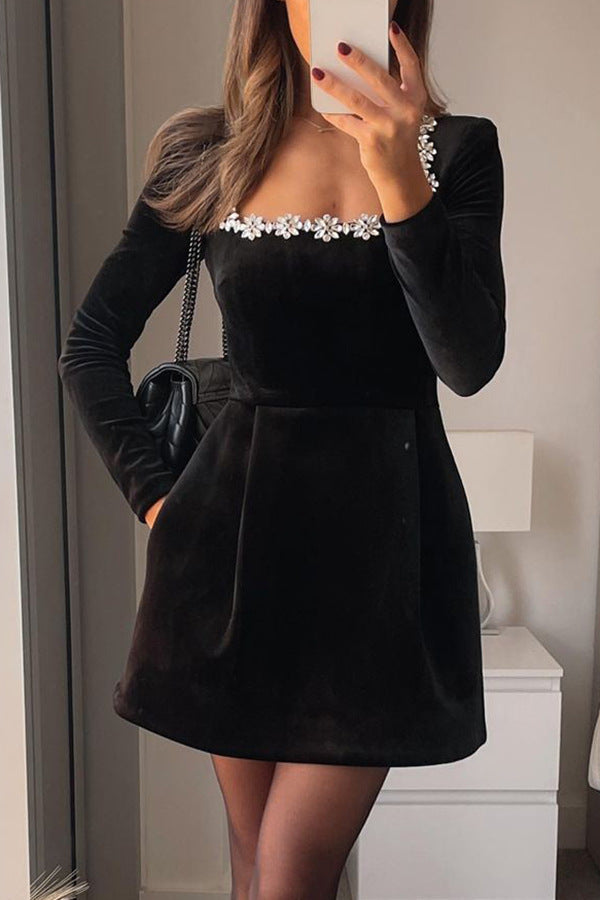 Isabella Crystal Detailed Mini Dress