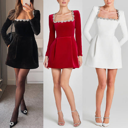 Isabella Crystal Detailed Mini Dress