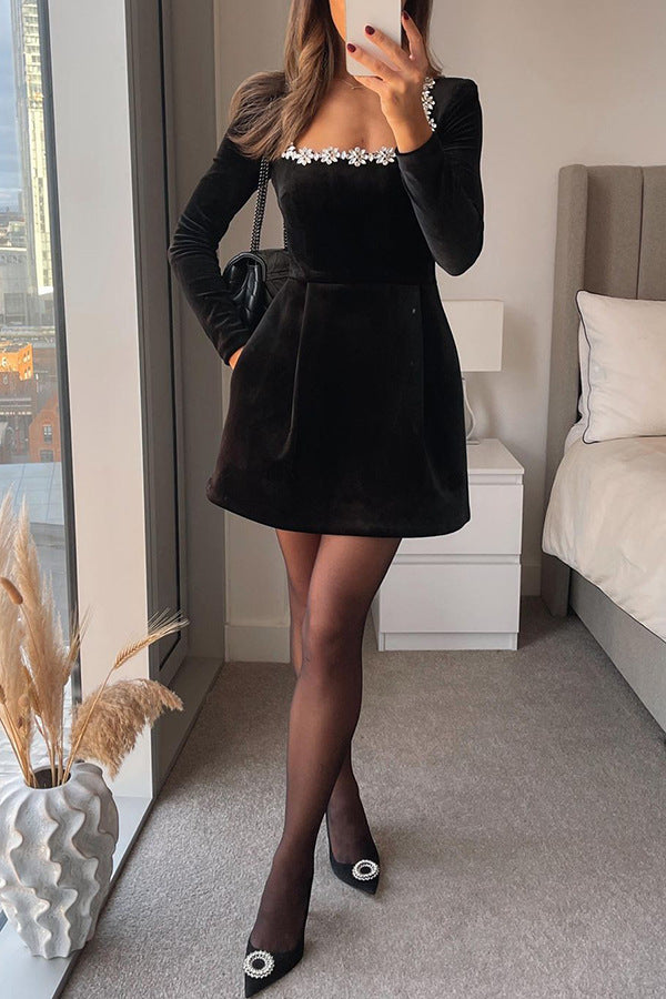 Isabella Crystal Detailed Mini Dress