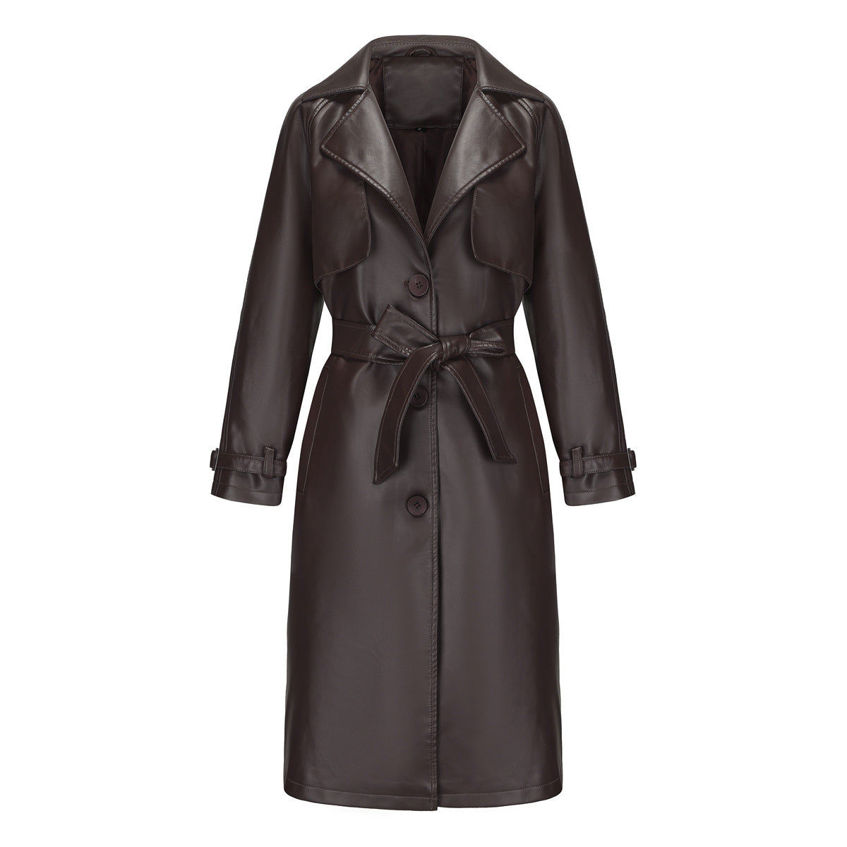 Raven Faux Leather Trench Coat