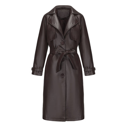 Raven Faux Leather Trench Coat