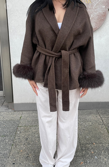 Faux Fur Belted Jacket